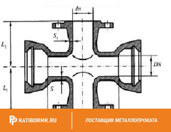 Крест раструб-фланец КРФ 300х150