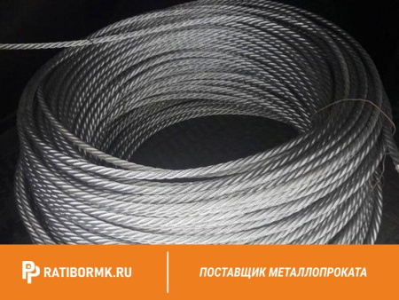 Канат стальной 15 мм ГОСТ 3063 ТК 1х19 (1+6+12)